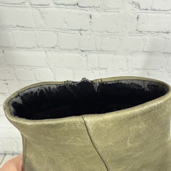 Ecco Ankle Heel Booties Women Size 7.5 US 38 EU Green Distressed Leather Shoes - Picture 2 of 15